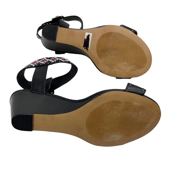 Torrid Black Geometric Studded Ankle Strap Wedge Sandals - Picture 7 of 10